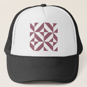 Plum Geometric Deco Cube Pattern Trucker Hat