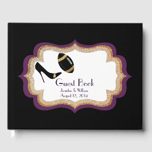 Plum Gold and Black Football Themed Wedding 2 Guest Book
