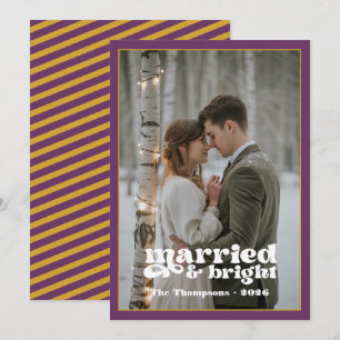Plum & Gold Newlyweds Christmas Holiday Card