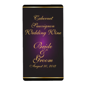 Plum & Gold Wedding Wine Label
