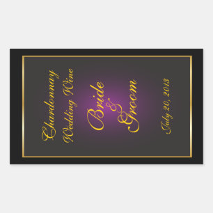 Plum & Gold Wedding Wine Label Sticker