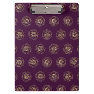 Plum | Golden Zinnia Flower Medallions Clipboard
