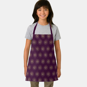 Plum   Golden Zinnia Flower Medallions Kids Apron