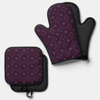 Plum | Golden Zinnia Sun Oven Mitt & Pot Holder Set