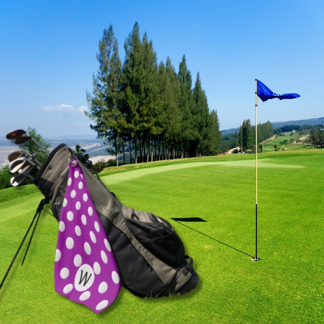 Plum Golf Ball Pattern Monogram Personalised Towel (Creator Uploaded)