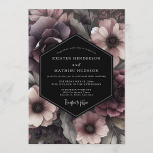 Plum Gothic Blossom Wedding Invitation