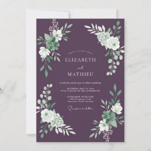 Plum Graceful Succulent Wedding Invitation
