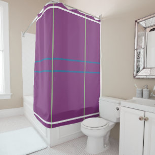 Plum Green Blue Geometric Pattern Shower Curtain