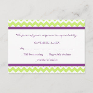 Plum Green Chevron RSVP Wedding Card