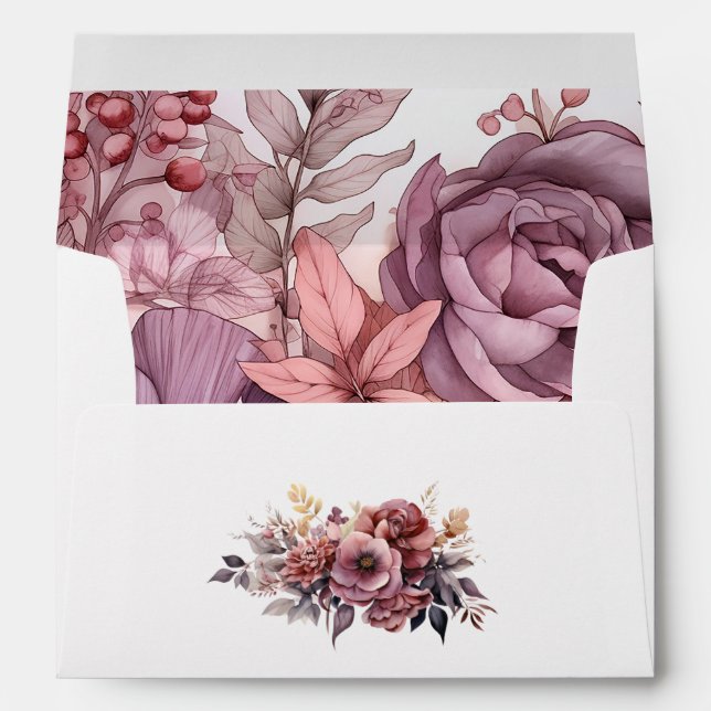 Plum, Grey, Copper and Dusty Rose Floral Envelope (Back (Bottom))