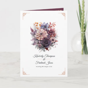Plum, Grey, Copper and Dusty Rose Floral Wedding Programme