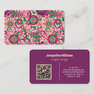 Plum Groovy Psychedelic 60s 70s Floral Business Card