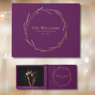 Plum Guest Book Wreath Foil Guestbook Bible Quote