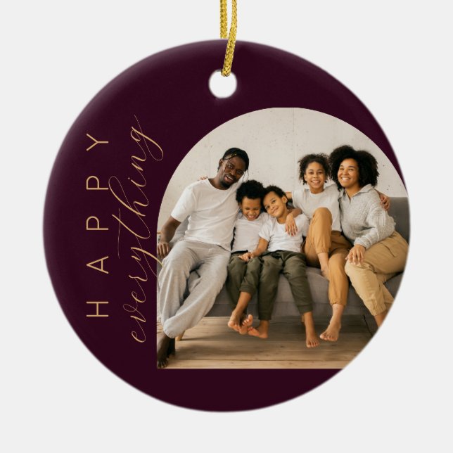 Plum Happy EVERYTHING Ceramic Tree Decoration (Front)