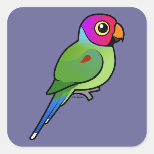 Plum-headed Parakeet male Square Sticker