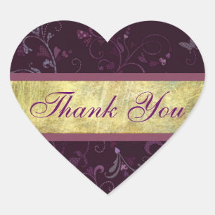 Plum Hearts Thank You Sticker/Seal Heart Sticker