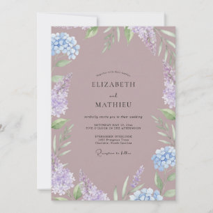 Plum Hydrangea Eucalyptus Wedding Invitation