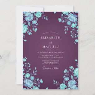 Plum Ice Ranunculus Eucalyptus Wedding Invitation