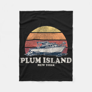 Plum Island Ny Vintage Boating 70s Retro Boat Desi Fleece Blanket