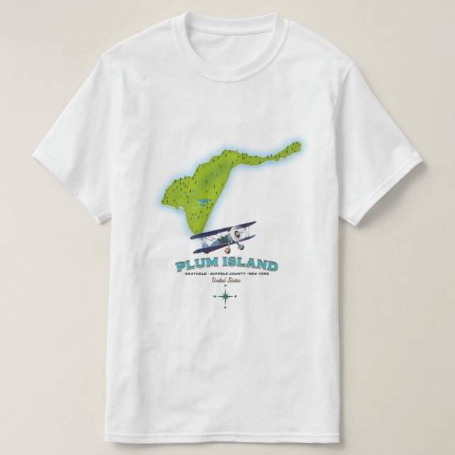 Plum Island, Southold Suffolk county, New york map T-Shirt (Design Front)