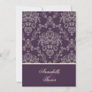 Plum/ivory cream lace invitation