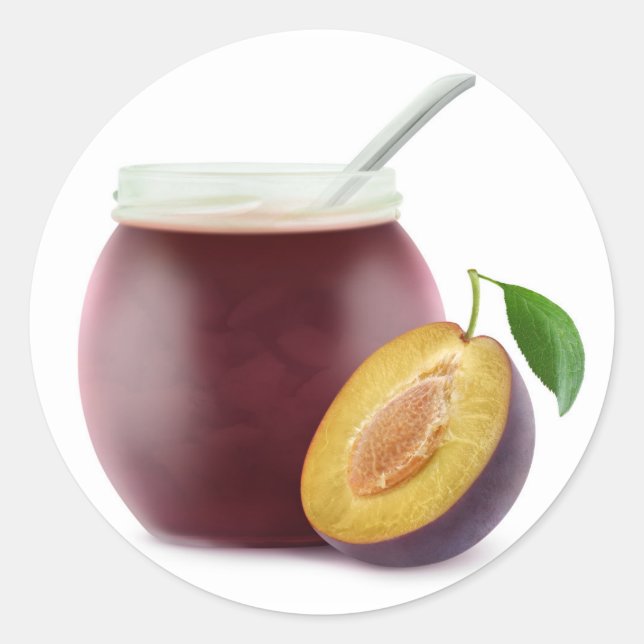 Plum jam classic round sticker (Front)