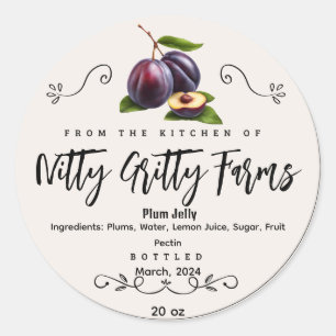 Plum Jam Jelly preserve Custom Canning Label