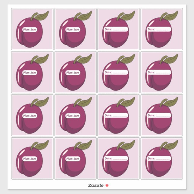 Plum Jam Labels Custom Vinyl Sticker Sheet (Sheet)