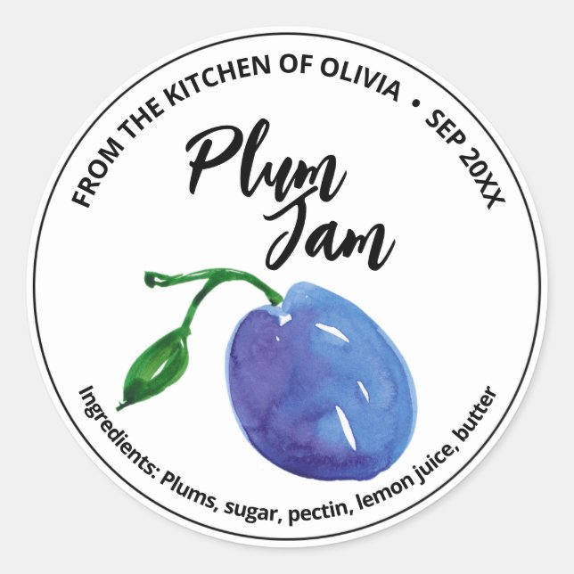  Plum Jam  Small Canning Sticker (Front)