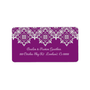 Plum Lace Wedding Address Label