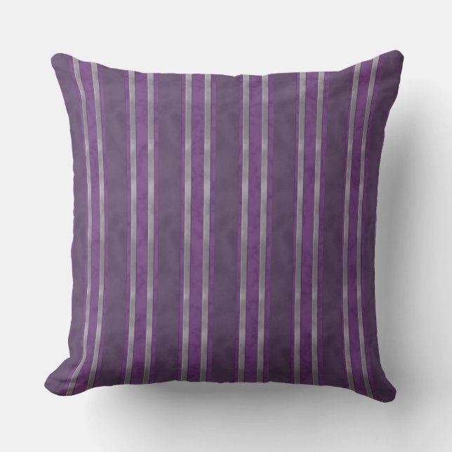Plum Lavender Steel Stripes Cushion (Front)