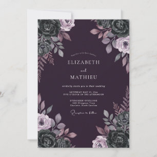 Plum Lavender Vine Wedding Invitation
