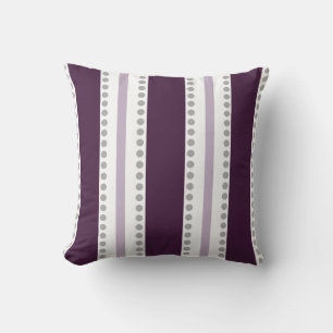 Plum Lavender White Stripes Grey Polka Dots   Cushion