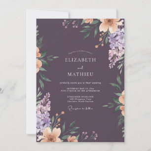 Plum Lavender Wisteria Wedding Invitation
