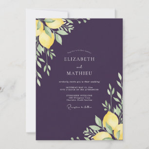Plum Lemon Eucalyptus Wedding Invitation
