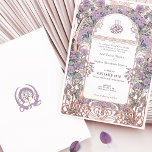 Plum Lilac Art Nouveau Inspired Islamic Wedding Invitation<br><div class="desc">Presenting an exquisite wedding invitation that embodies the grace and sophistication of the Art Nouveau era, merged with Islamic artistry. This card features an intricate design with a harmonious blend of colours, including shades of lilac, lavender, plum, and subtle hints of peach and sage green. The front of the invitation...</div>