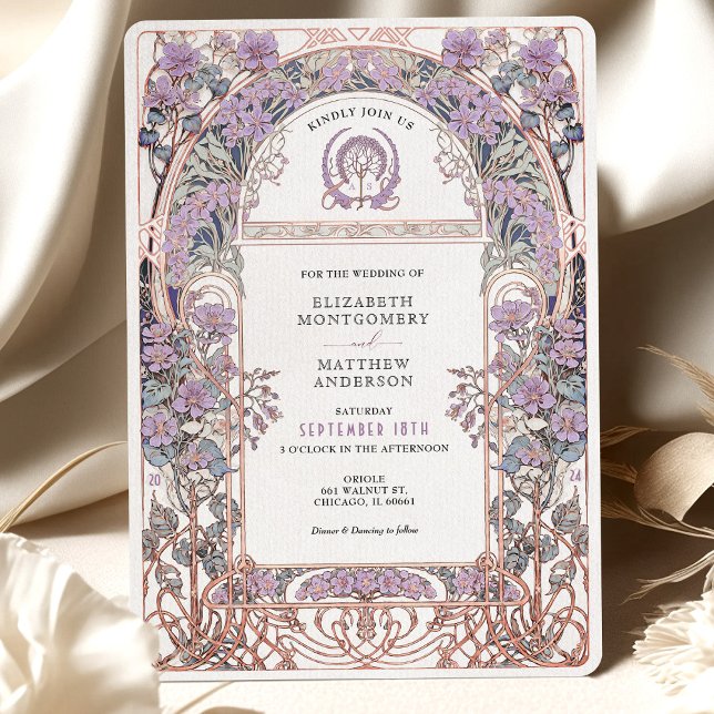 Plum & Lilac Art Nouveau Love Union Invitation (Creator Uploaded)