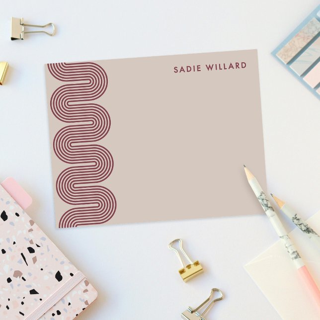 Plum Lombard Wavy Lines Modern Stationery Card (Creator Uploaded)
