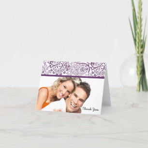 Plum Love Birds Wedding Thank You Note Cards