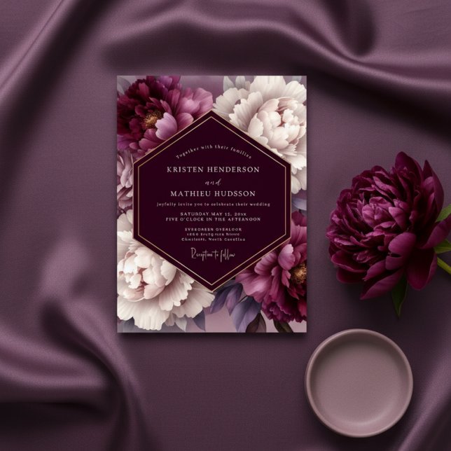 Plum Lush Bloom Wedding Invitation (Creator Uploaded)