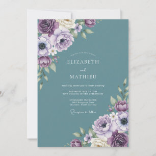Plum Lush Botanical Wedding Invitation