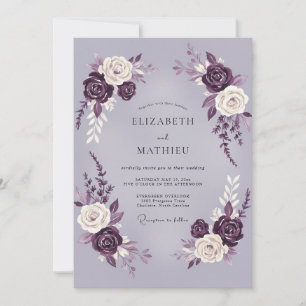 Plum Luxurious Rose Wedding Invitation