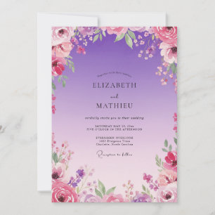 Plum Magenta Bloom Wedding Invitation