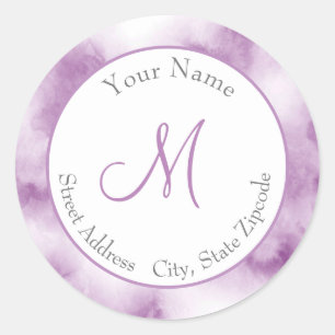 Plum Mauve Watercolor Abstract Label