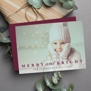 Plum Merry & Bright Photo Holiday Card