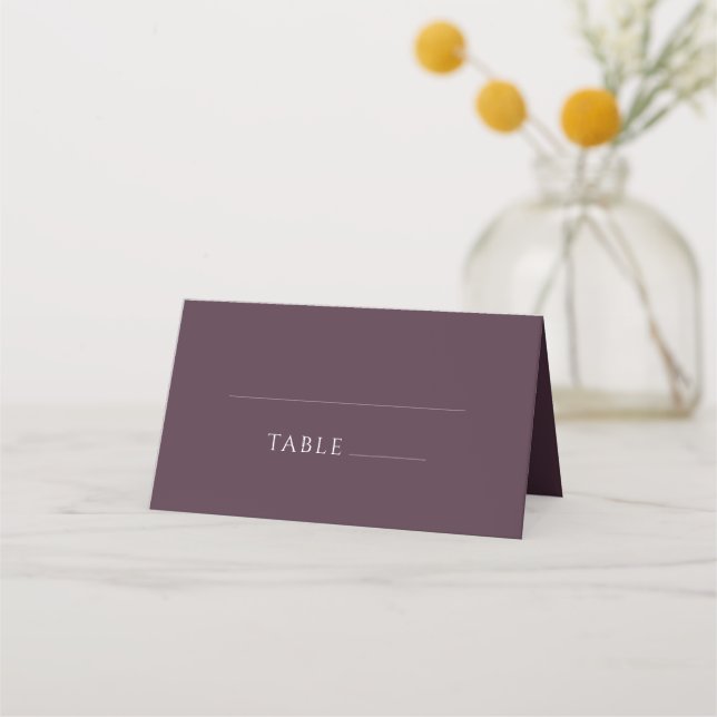 Plum Minimalist Typography Classic Wedding  Place Card (Front)