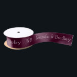 Plum Monogram Wedding Custom Name Personalised Satin Ribbon<br><div class="desc">Plum Monogram Wedding Custom Name Personalised Ribbon features a simple monogram on the left with personalised names next to it in white text on a plum background. Personalised by editing the text in the text boxes provided. Designed by ©Evco Studio www.zazzle.com/store/evcostudio</div>