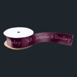 Plum Monogram Wedding Custom Name Personalised Satin Ribbon<br><div class="desc">Plum Monogram Wedding Custom Name Personalised Ribbon features a simple monogram on the left with personalised names next to it in white text on a plum background. Personalised by editing the text in the text boxes provided. Designed by ©Evco Studio www.zazzle.com/store/evcostudio</div>