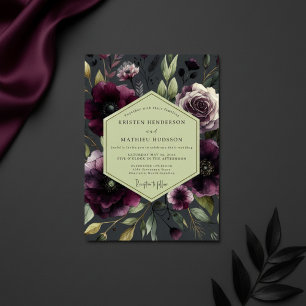 Plum Moody Bloom Wedding Invitation