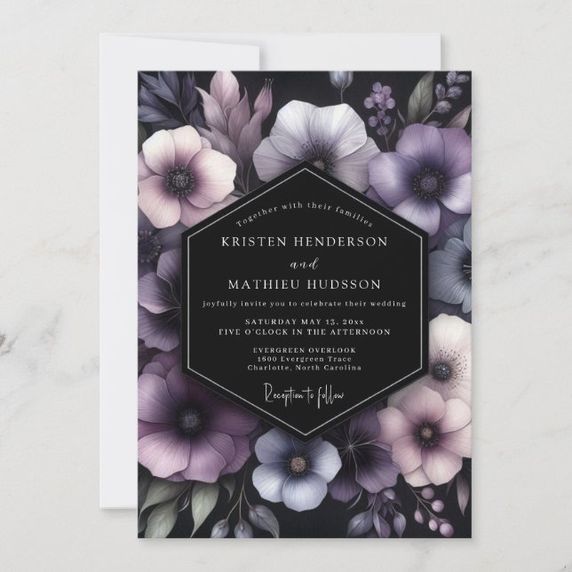 Plum Moody Chiaroscuro Wedding Invitation (Front)